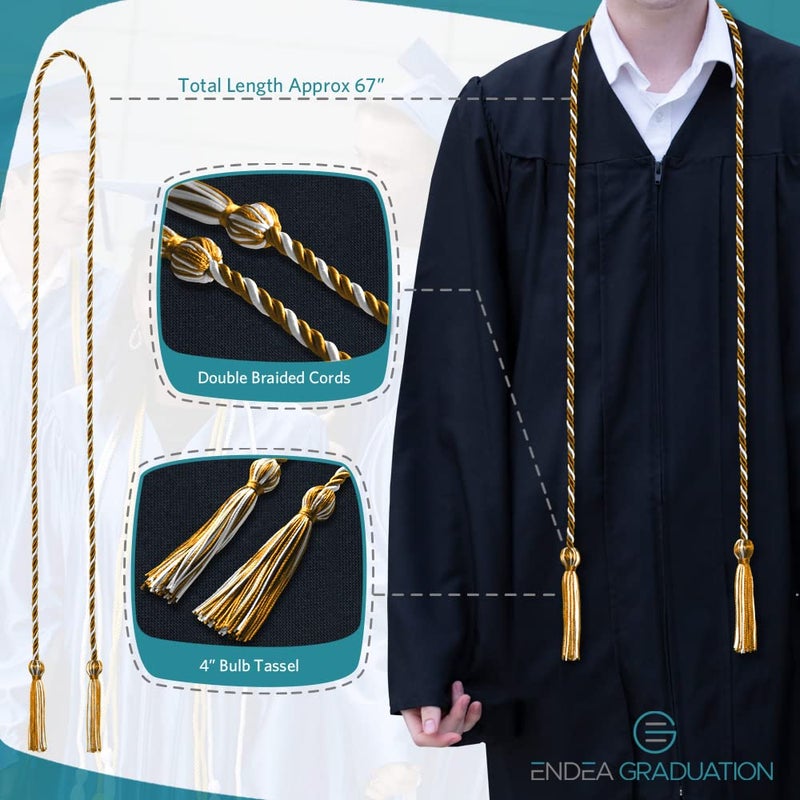 Endea Graduation Single Honor Cord Two-Color (Gold/White) - Image 3